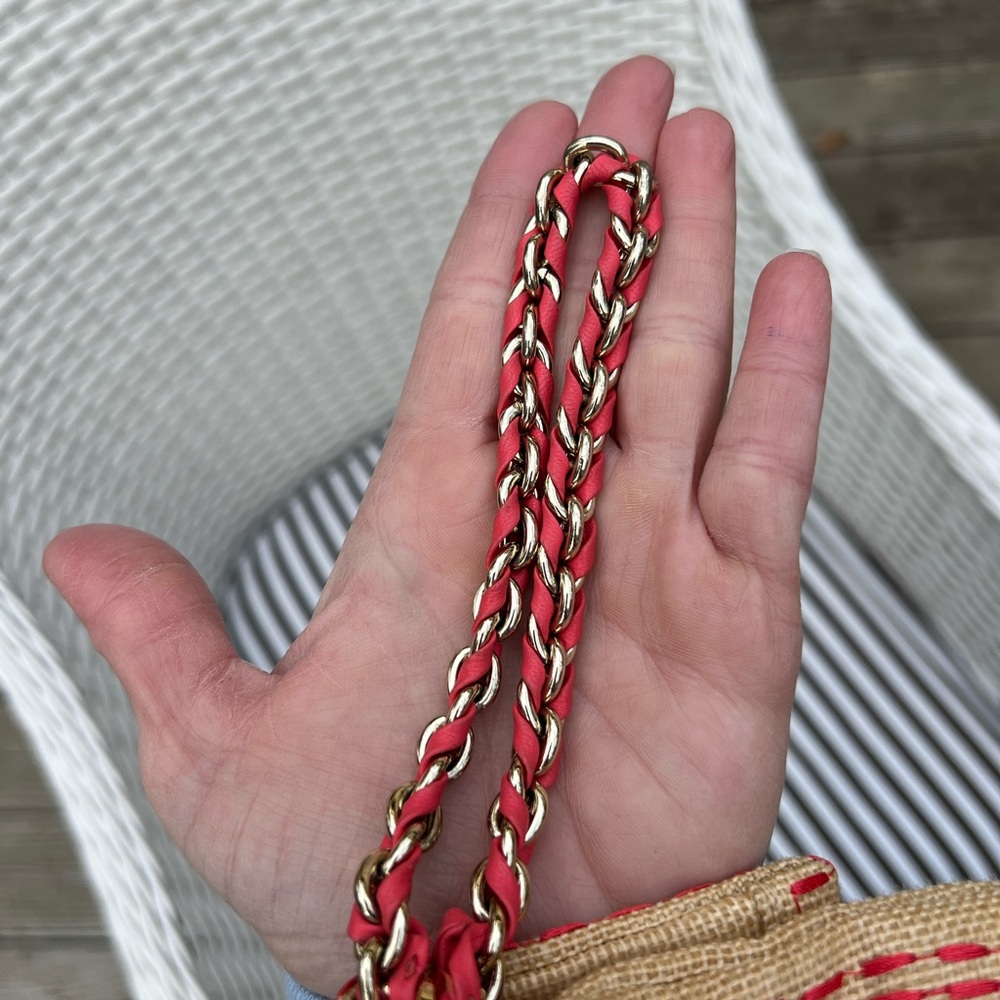 Henri Bendel Woven Clutch with Hot Pink Stitching - Picture 7 of 9